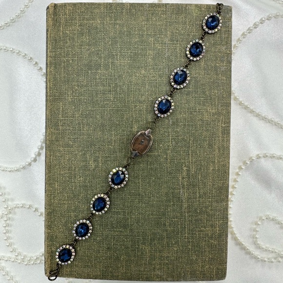 Blue Stone Chain Bracelet with Vintage Copper 14k GF Watch - Picture 1 of 6